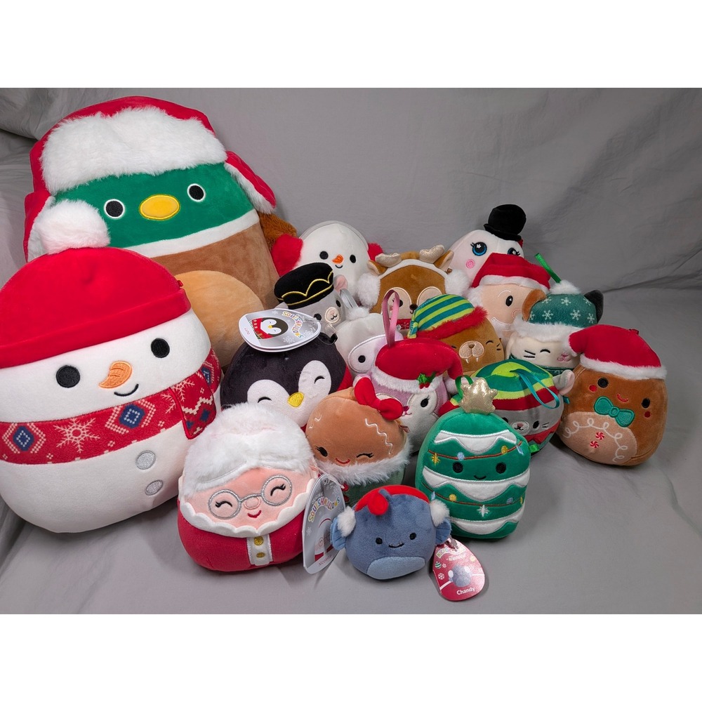 Kellytoy Squishmallows Mix Jolly Snowman and Santa Christmas Holiday Plush Lot